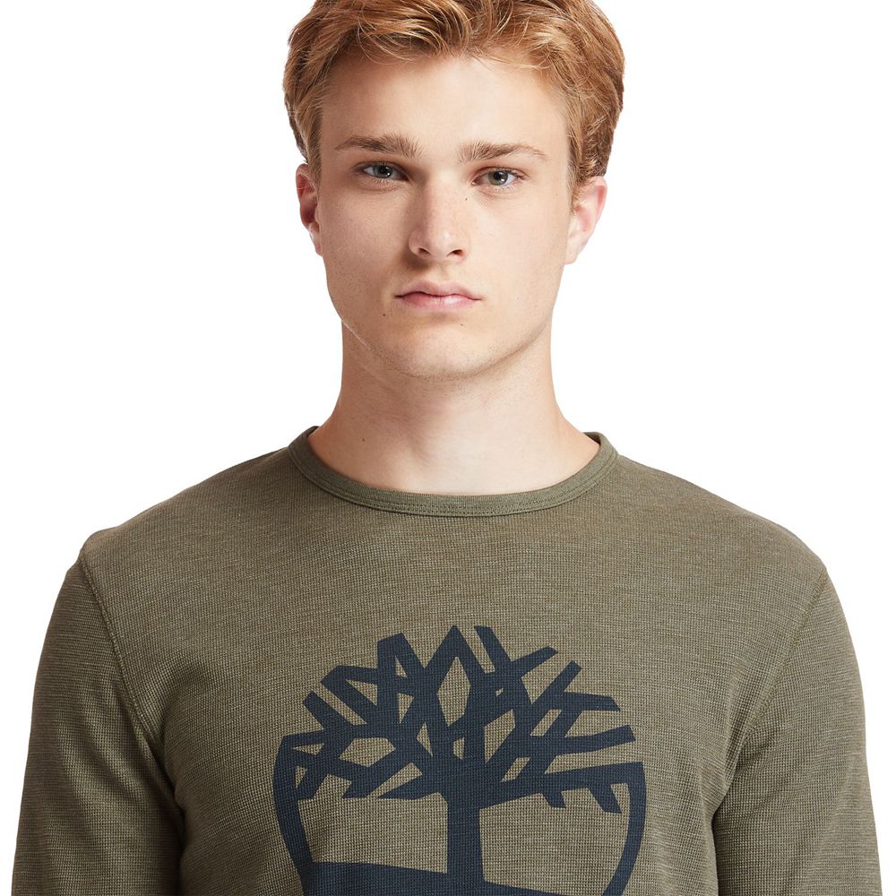 Camisetas Timberland Hombre Dyer River Slim-Fit Tree-Logo Verde Oliva - Chile WEB-381274